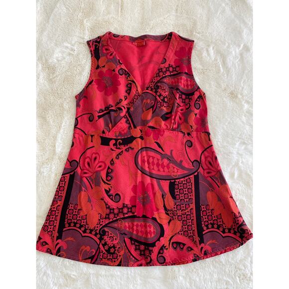 Tianelli Women’s Floral Paisley Pink Red Purple Surplus Sleeveless Top Sz‎ S - Picture 3 of 9